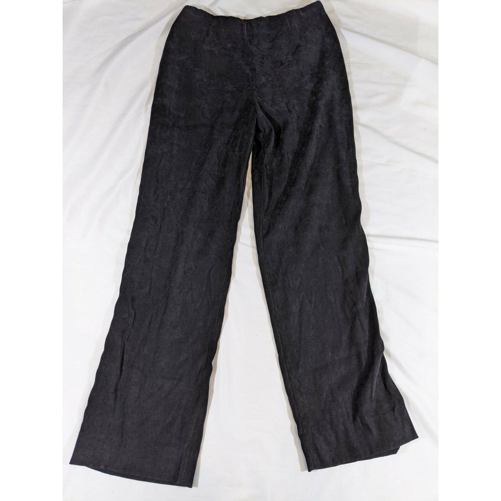 J.Jill Stretch Black Velvet Velour Pants Size 6 Side Zip‎